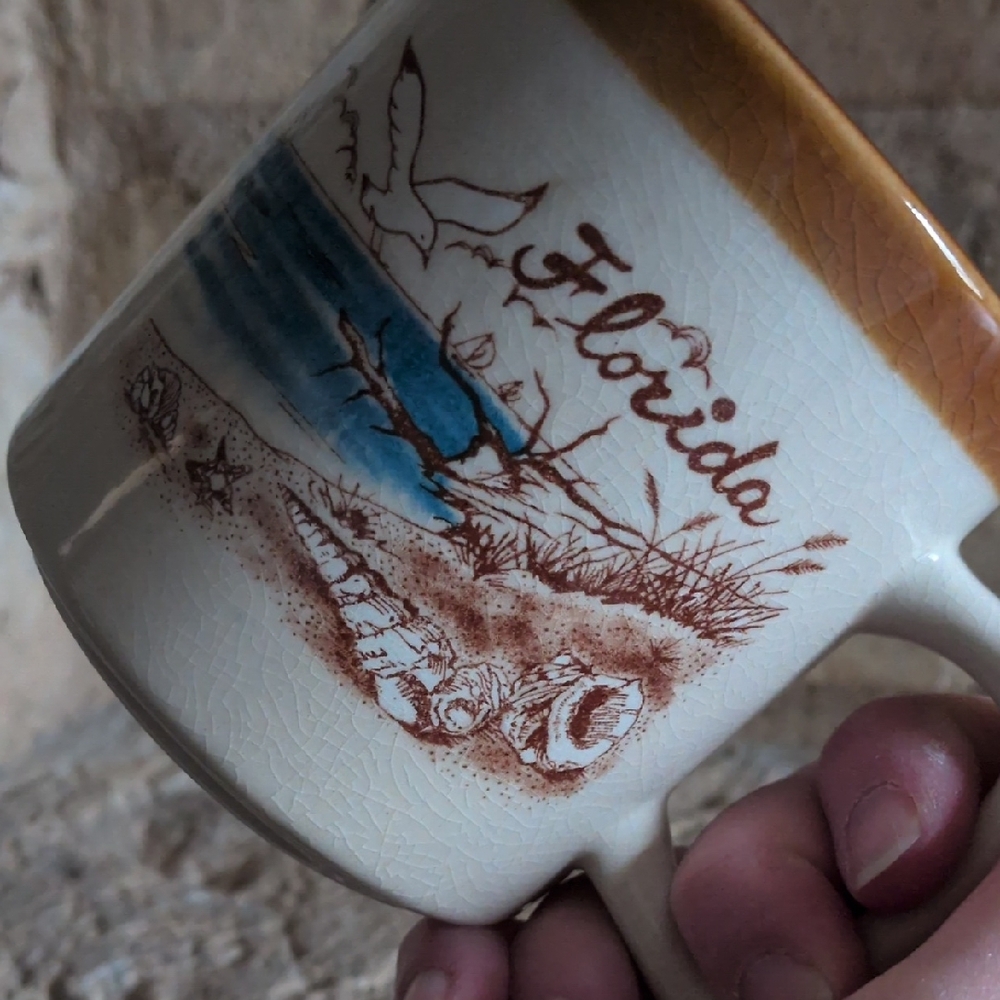 Vintage Seagull, Ocean, Sailboat, & Beach Florida Themed Stoneware Ceramic Mug - Picture 5 of 11